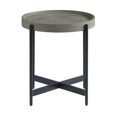 ALATERRE FURNITURE Brookline 20" Round Wood with Concrete-Coating End Table AWBL18CC